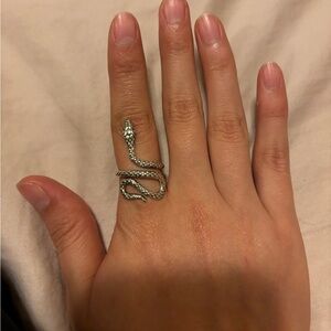 Silver snake wrap ring